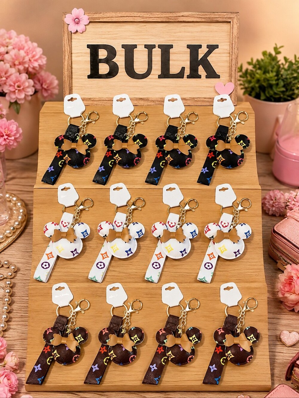 BULK Puffy Mouse Ears/Bow Charm Keychain
